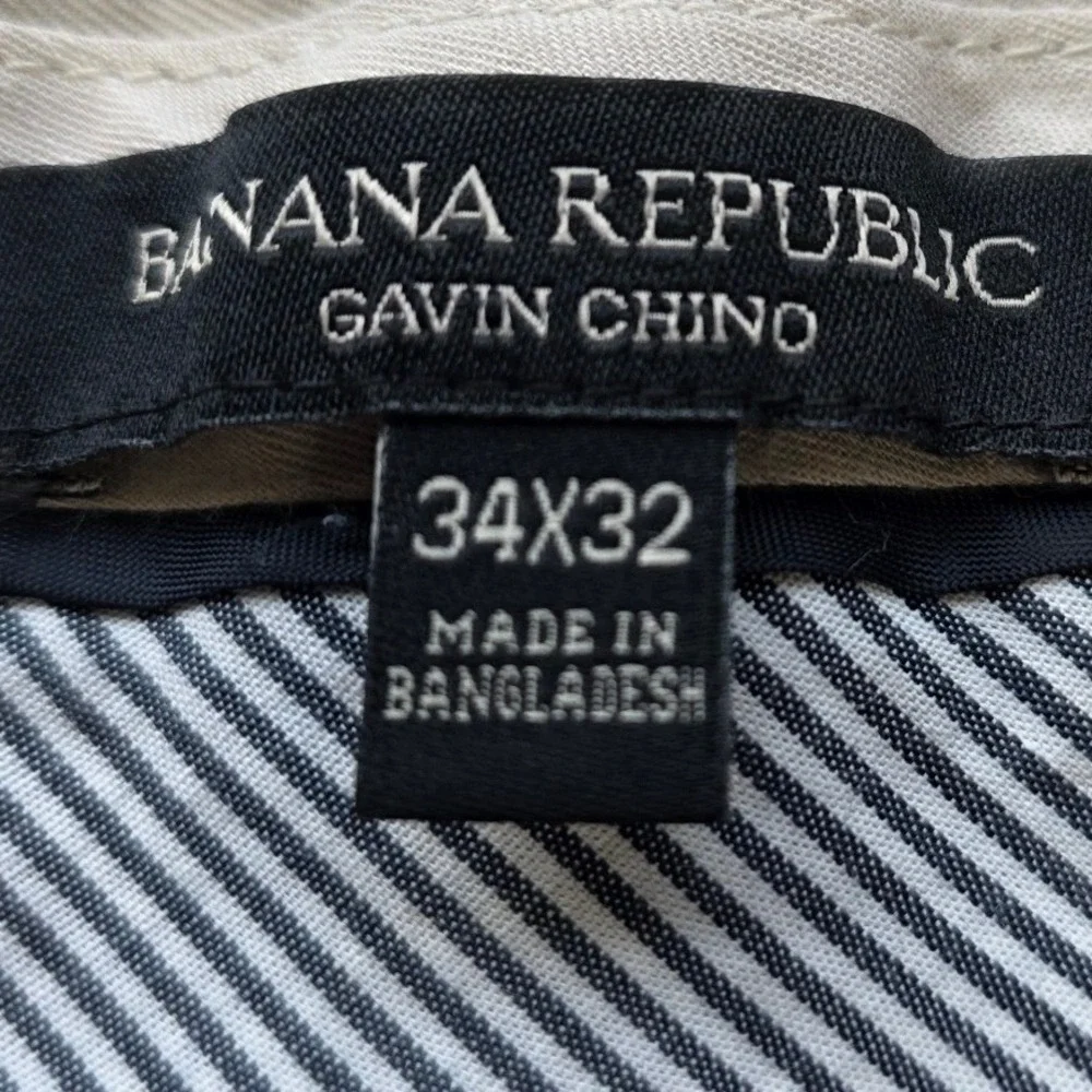 Banana Republic Gavin Chino Mens 34x32 Tan Khaki Straight Leg 100% Cotton Preppy